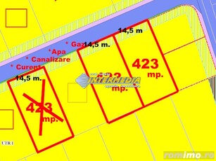 Vanzare 423 mp. Teren intravilan cu Autorizatie Construire CASA pe un nivel cu toate utilitatiile