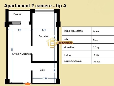 Apartament 2 camere Tip A Visani
