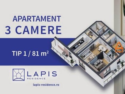 Apartament 3 camere 81 mp Direct de la Dezvoltator LAPIS Residence , Galata