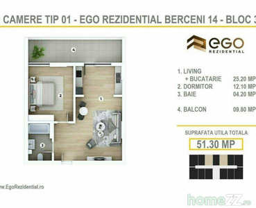 OFERTA 2 Camere + BONUS | EGO | Metrou Berceni (Tip 01)