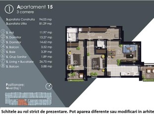 (AP.15/1) 3 camere Titan - Parcul Teilor - Metrou 1 Decembrie 1918 - Estimobiliar