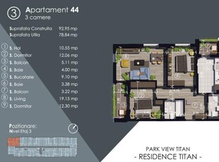 (AP.44/3) 3 camere Titan - Parcul Teilor - Metrou 1 Decembrie 1918 - Estimobiliar