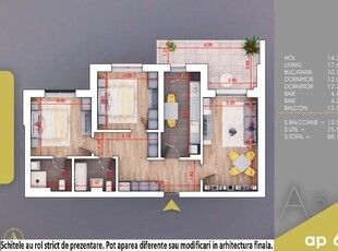 (Ap.64/5/A) 3 camere Titan - Pallady - Metrou Teclu - Estimobiliar