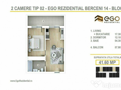 OFERTA 2 Camere + BONUS | EGO | Metrou Berceni (Tip 02)