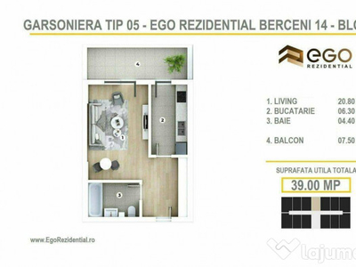 OFERTA Garsoniera + BONUS | EGO | Metrou Berceni (Tip 05)