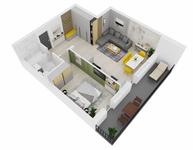 Apartament 2 camere 48,64 mp + balcon 10,83 mp Doamna Stanca etaj 1