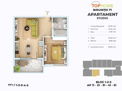 Apartament 2 camere, 50 mp, metrou Berceni