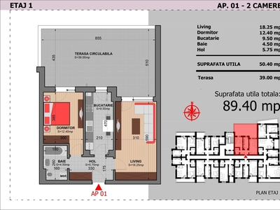 Apartament 3 camere confort 1 Vidin, etaj 1, suprafata 72mp