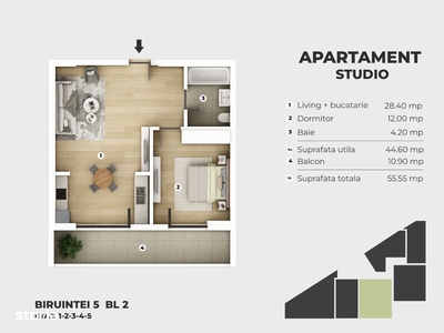 Apartament 2 camere spatios, bloc nou, metrou Berceni