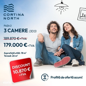 PROMO: Apartament premium 3 camere CORTINA NORTH | Tip 3D3-C4, Faza 2