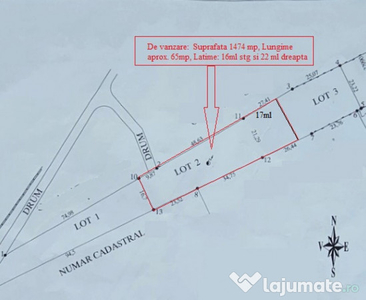 STREJNICU - zona Primarie ter.intrav 1474 mp la 27 eu/mp