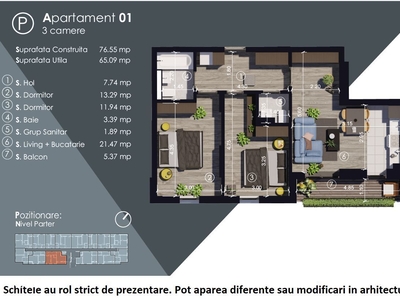 Apartament cu 2 camere | loc de parcare | centrala proprie