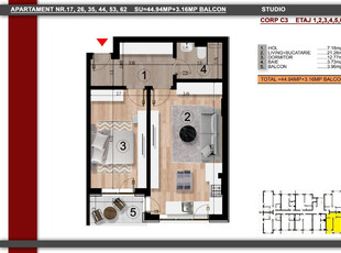 Apartament tip studio