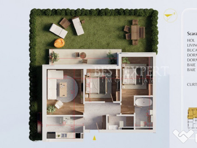 Apartament 3 camere cu suprafata si gradina generoasa - Parc