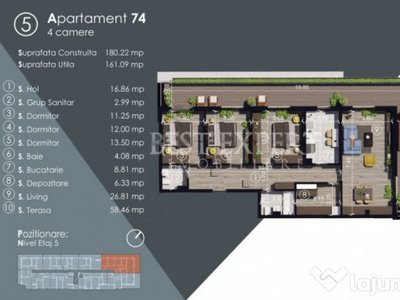 Apartament 4 camere cu terasa 58 mp Incalzire in pardoseala