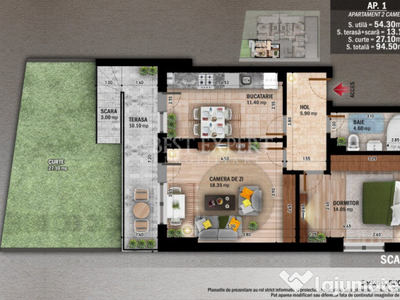 Apartament superb 2 camere cu gradina 27 mp Theodor Pallady