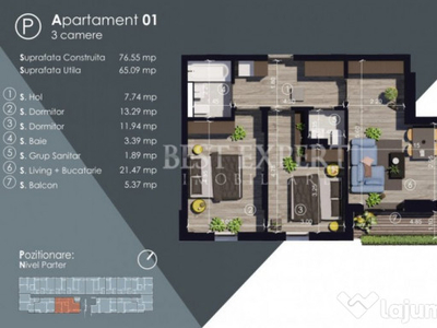 Promo Apartament 3 camere Titan Auchan - Incalzire in pardos