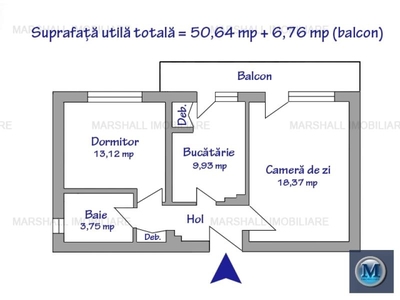 Apartament 2 camere de vanzare, zona Marasesti, 57.4 mp