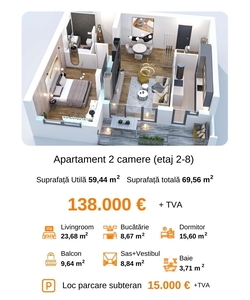 Apartament 2 camere finalizat Mihai Bravu Metrou Oportunitate