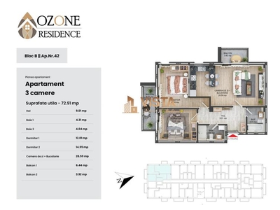 Ozone Residence, Apartament 3 camere, Zona CoresiTractorul, Brasov