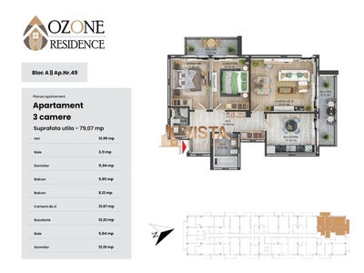 Ozone Residence, Apartament 3 camere79 mp utili, Zona CoresiTractorul, Brasov