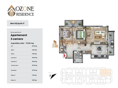 Ozone Residence, Apartament 3 camere79 mp utili, Zona CoresiTractorul, Brasov