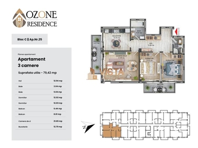 Ozone Residence, Apartament 3 camere79.5 mp utili, Zona CoresiTractorul, Brasov