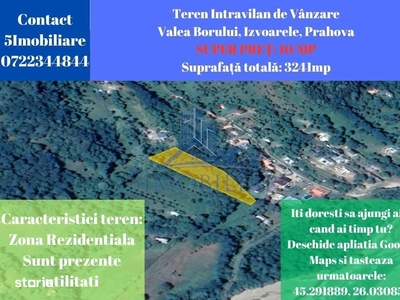 Izvoarele, Valea Borului- Teren Intravilan de Vanzare- Comision 0%