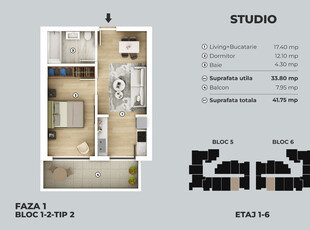 [5 minute metrou Berceni] Apartament 2 camere tip studio