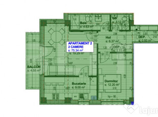 Apartament Nou, 61 mp utili, 2 camere decomandat Bloc Rezide