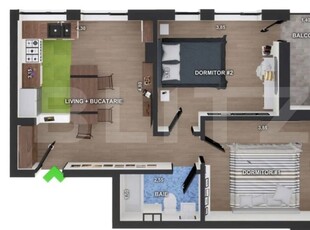 Apartament semifinisat, 3 camere, incalzire in pardoseala, zona Terra