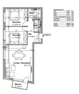 Apartament 3 camere semifinisat, 68mp, zona Petrom