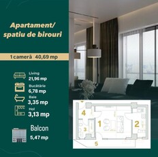 FINALIZAT! NICOLINA - BELVEDERE - Ap. 1 cam/Spatiu de birouri, etaj 1 Apartamente de vanzare