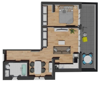 Apartament de 2 camere semifinisat, 53,45 mp, terasa 15,36 mp, zona VIVO