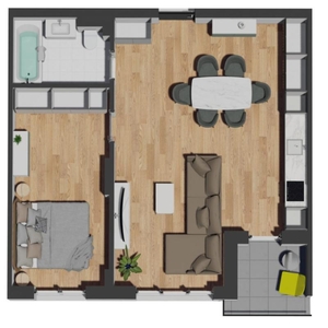 Apartament de 2 camere semifinisat, 54,08 mp, zona VIVO