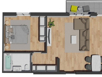 Apartament de 2 camere semifinisat, 57,40 mp, balcon 5,25 mp, zona VIVO