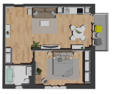 Apartament de 2 camere semifinisat, 57,51 mp, balcon 4,20 mp, zona VIVO