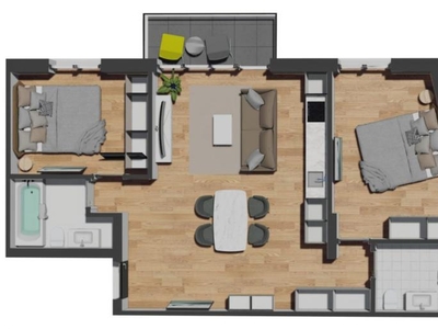 Apartament de 3 camere semifinisat, 68,44 mp, balcon 4,20 mp, zona VIVO