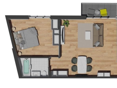 Apartament de 3 camere semifinisat, 72,04 mp, balcon 4,20 mp, zona VIVO