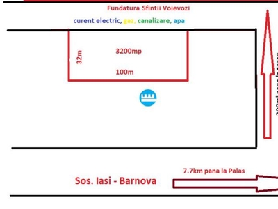 Barnova, Teren intravilan, 3200mp, 7.7km pana la Palas