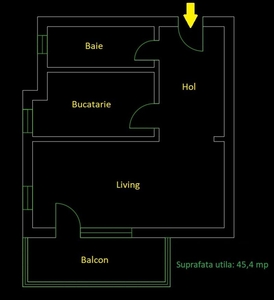 OPORTUNITATE DE INVESTITIE - Apartament 1 camera, ansamblu rezidential, zona CUG - 1000 EURO + TVA