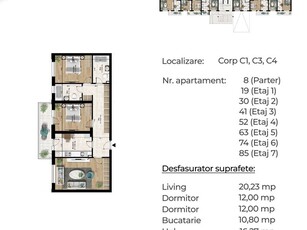 Apartament 3 camere Ilfov 3cam dec,92mp, generos