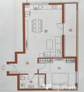 Apartament 2 camere, 59mp, etaj intermediar, terasa 9mp, ori