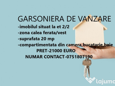 18000 EURO !! NEGOCIABIL Garsoniera 20mp -etajul 2 din 2 Calea Ferata