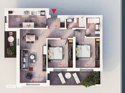 Apartament 3 camere, 57 mp, zona Arhitectilor