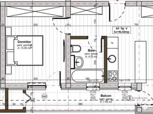 Apartament 2 camere 46 mp, etaj 1, balcon 7 mp Apahida