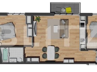 Apartament spatios cu 3 camere, 2 bai, 72 mp, zona Vivo