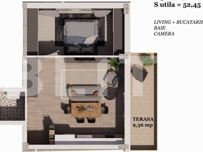 Apartament 2 camere semifinisat, parcare subterana terasa 55mp, zona Auchan Iris