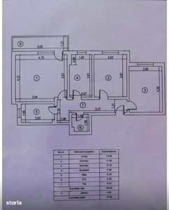 Ap cu 3 camere si balcon, 61,2 mp utili, finisat la cheie, D.Stanca