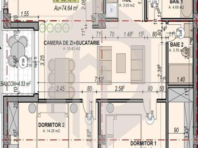 Turnisor | Apartament 3 camere - 74.64 mpu | Etaj 3 | DEZVOLTATOR